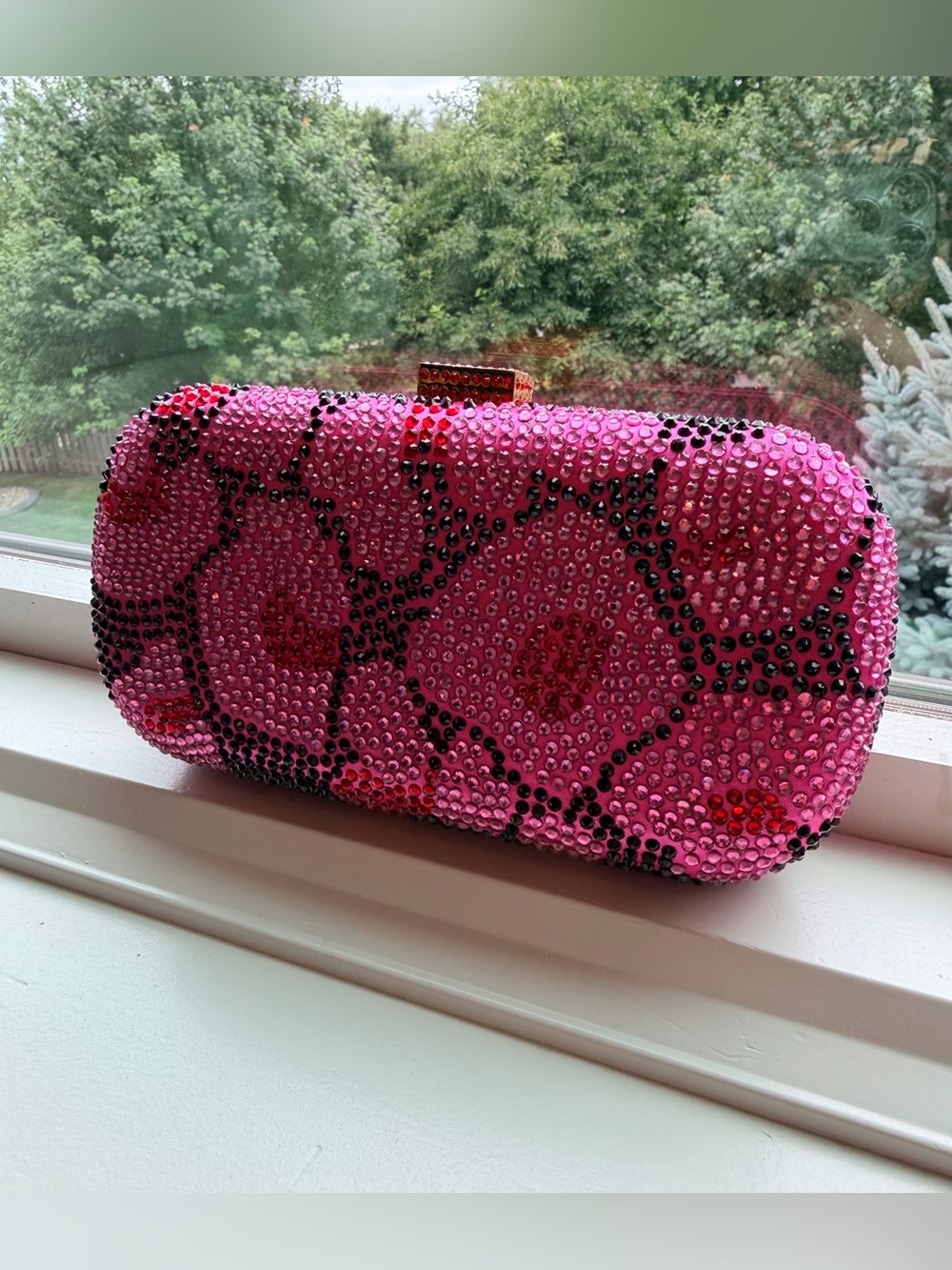 Serpui Marie Pink Crystal Rhinestone Leopard Clutch - Picture 2 of 13